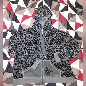 DISNEY Resorts Women's Velour Mickey Mouse Hooded Zipper Sweatshirt 1X